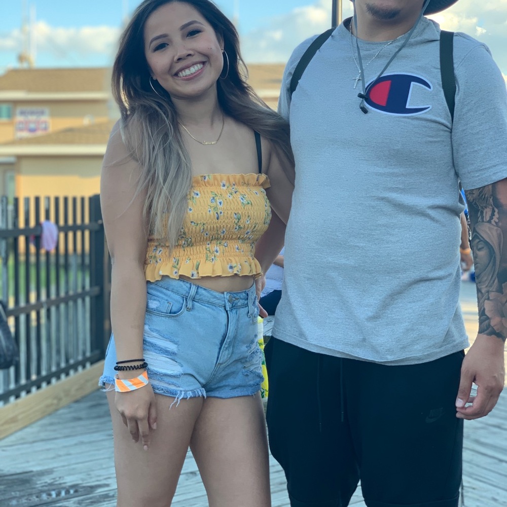 Yellow floral tube top